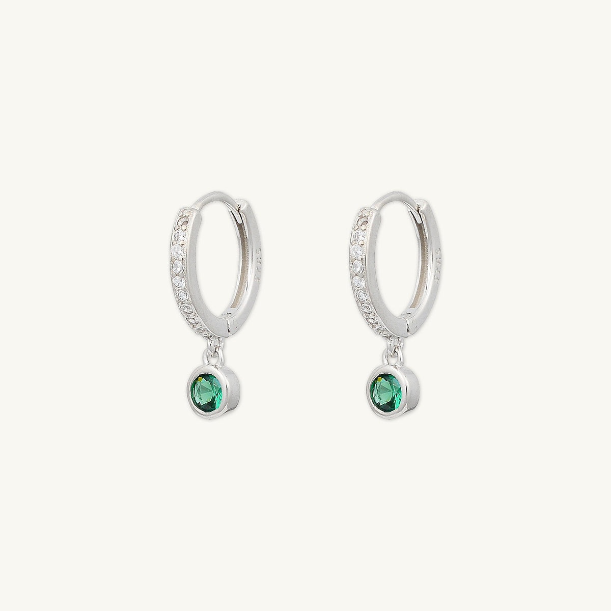 Emerald Sapphire Drop Hoop Earrings