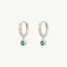 Emerald Sapphire Drop Hoop Earrings