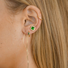 Emerald Square Pave Halo Stud Earrings