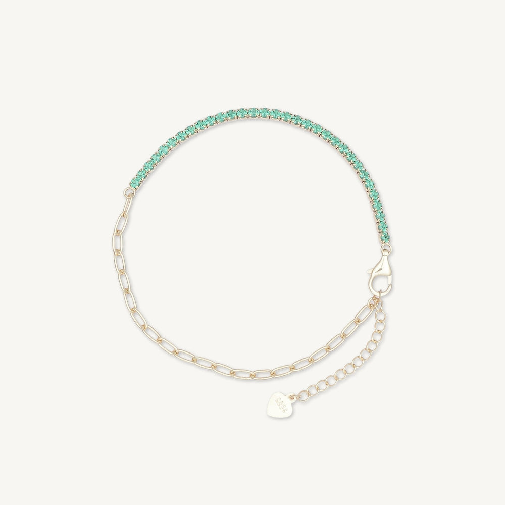 Emerald Tennis Link Chain Bracelet