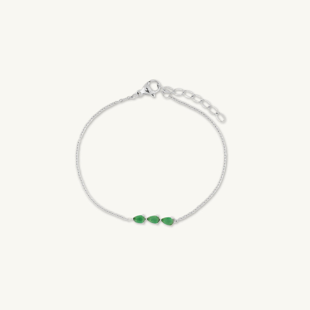 Emerald Trio Teardrop Linear Bracelet
