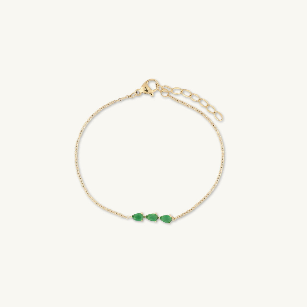 Emerald Trio Teardrop Linear Bracelet