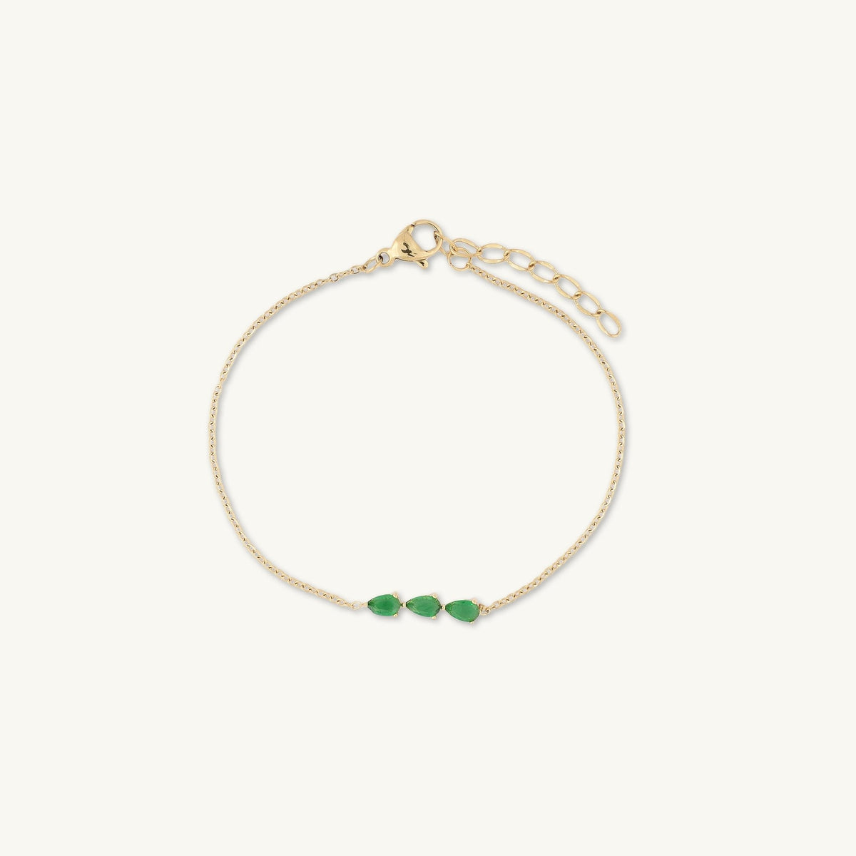 Emerald Trio Teardrop Linear Bracelet