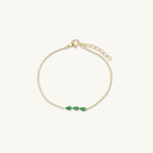 Emerald Trio Teardrop Linear Bracelet