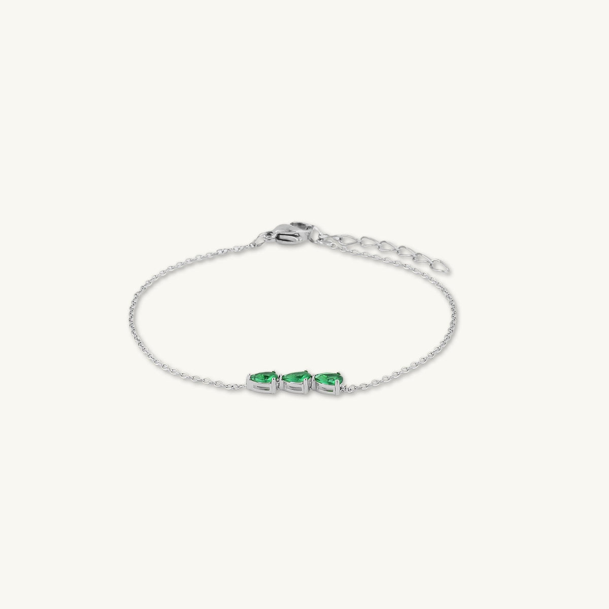 Emerald Trio Teardrop Linear Bracelet