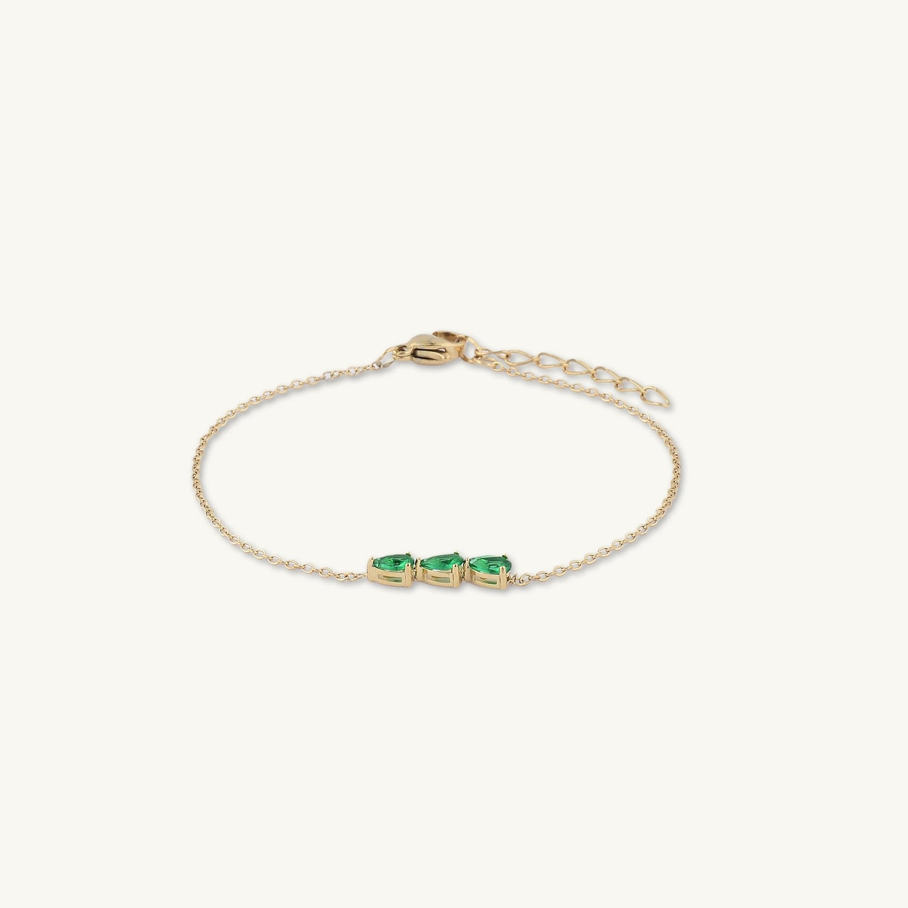 Emerald Trio Teardrop Linear Bracelet