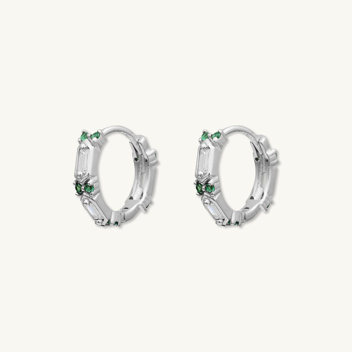 Emerald Zirconia Huggie Earrings