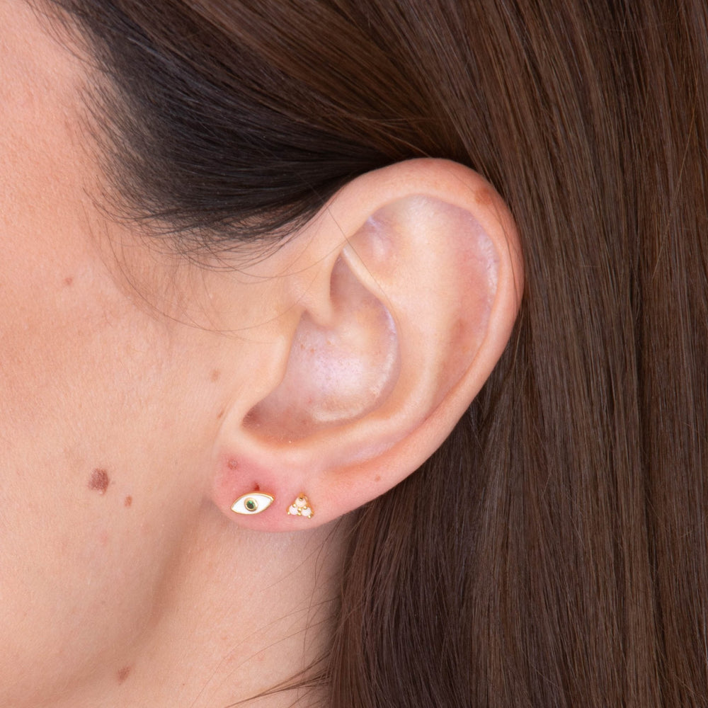 Evil Eye Emerald Zirconia Stud Earrings
