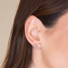 Evil Eye Emerald Zirconia Stud Earrings
