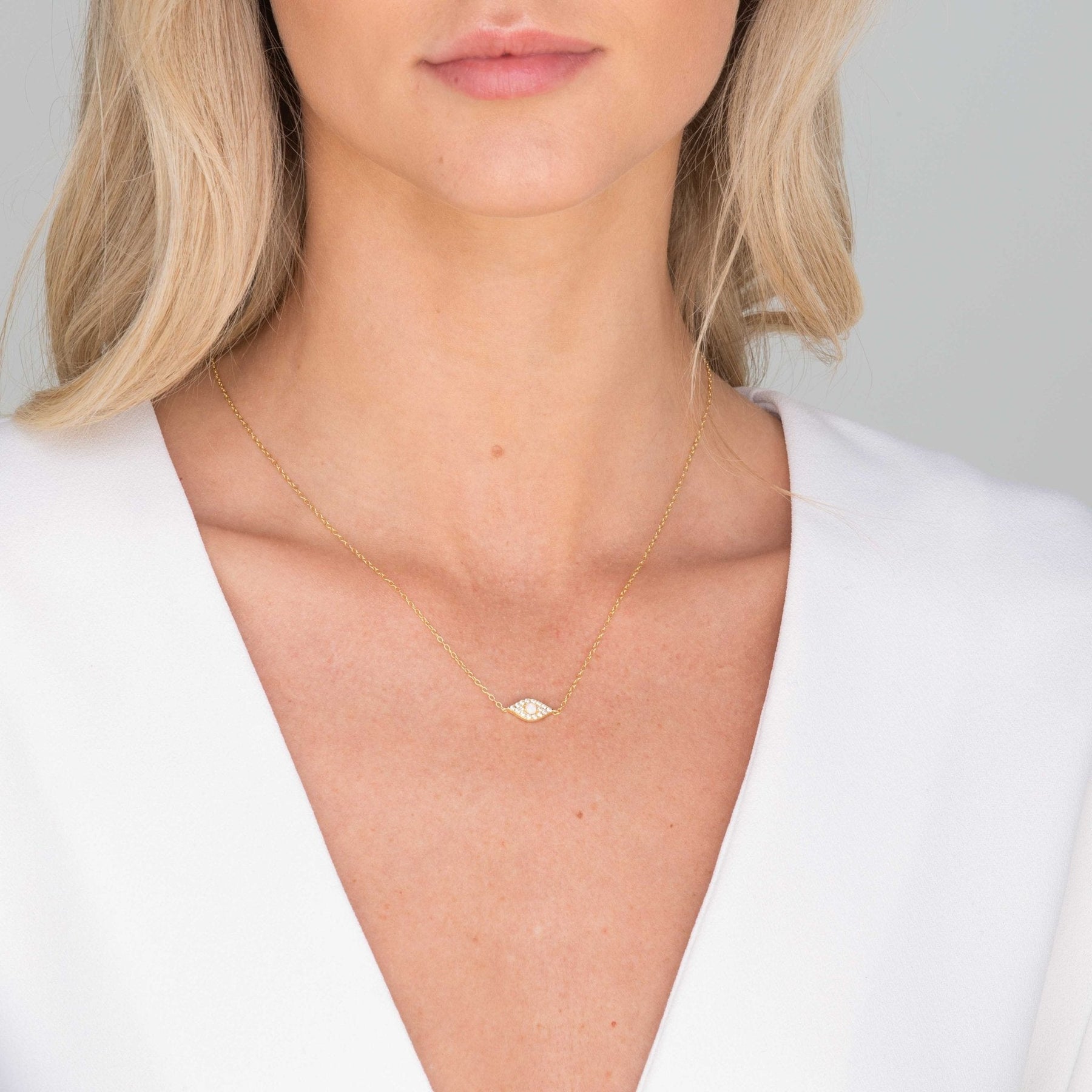 Evil Eye Opal Pave Necklace