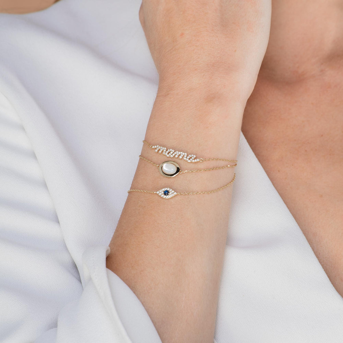 Evil Eye Pave Chain Bracelet