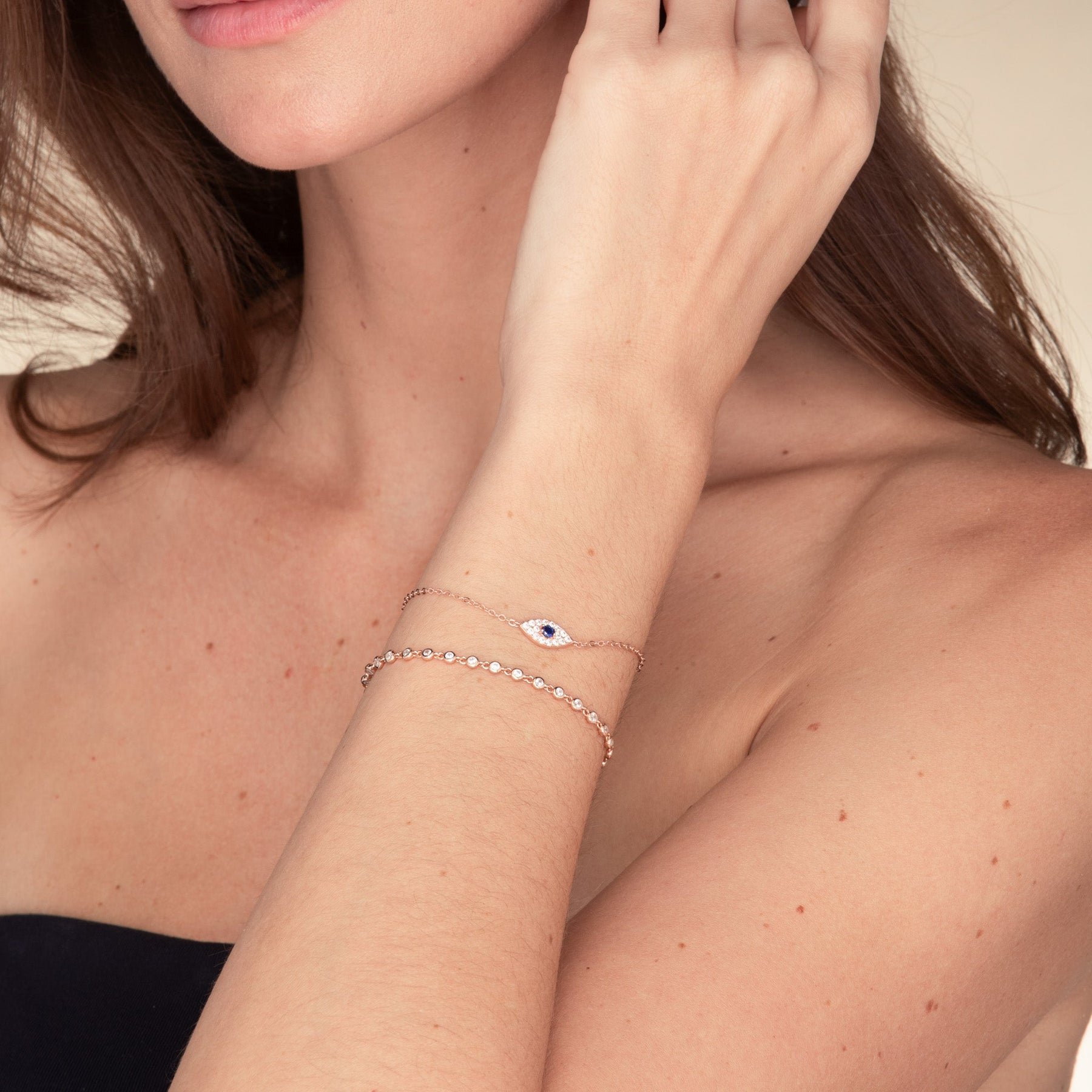 Evil Eye Pave Chain Bracelet