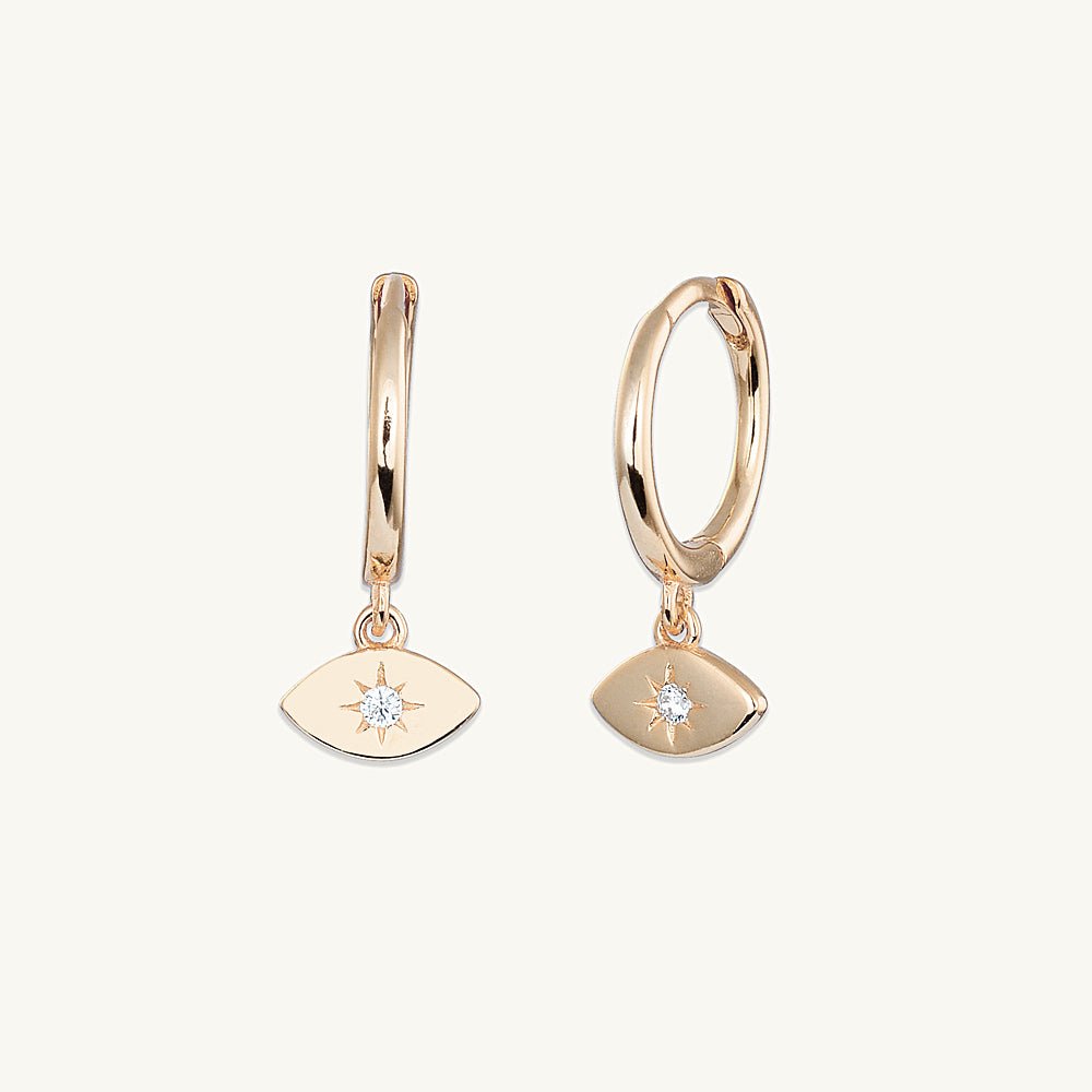 Evil Eye Sapphire Huggie Earrings