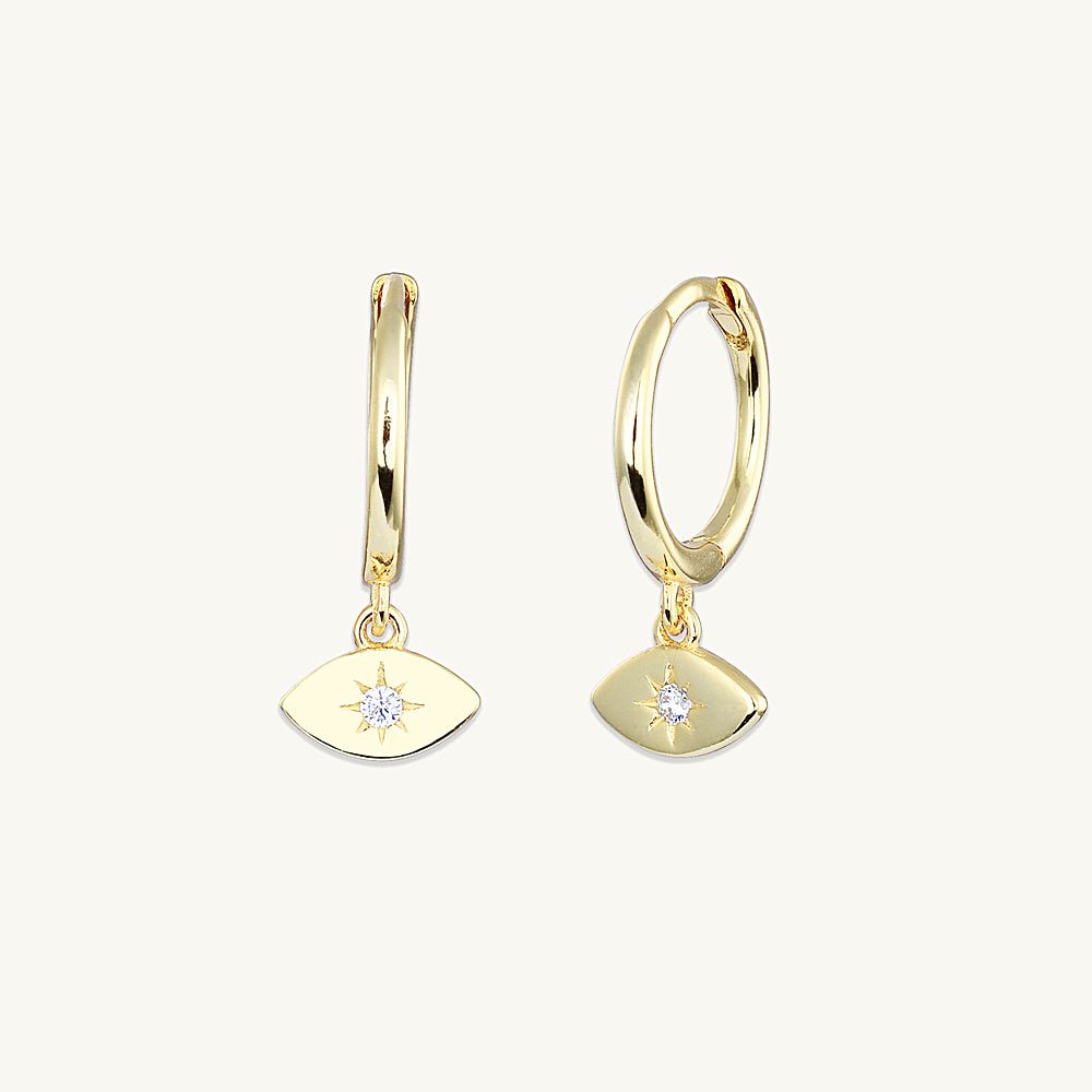Evil Eye Sapphire Huggie Earrings
