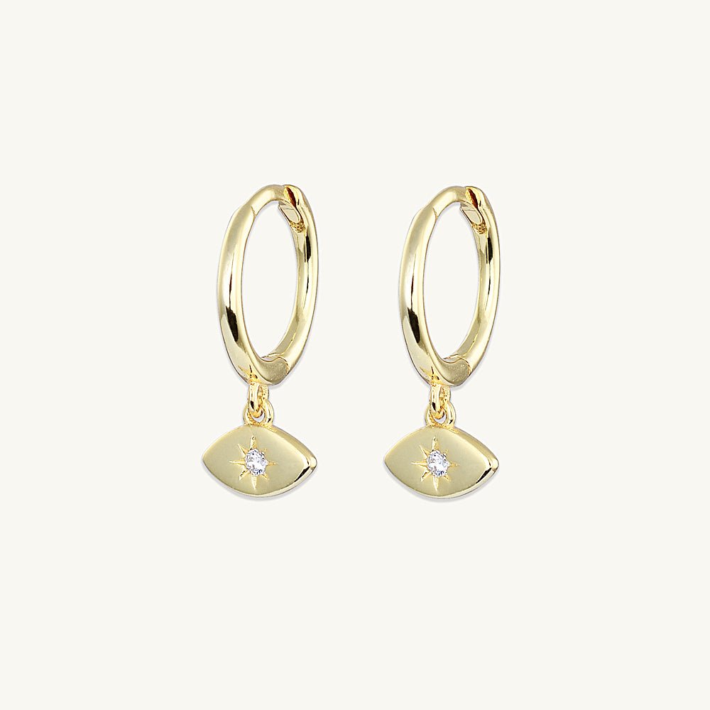 Evil Eye Sapphire Huggie Earrings
