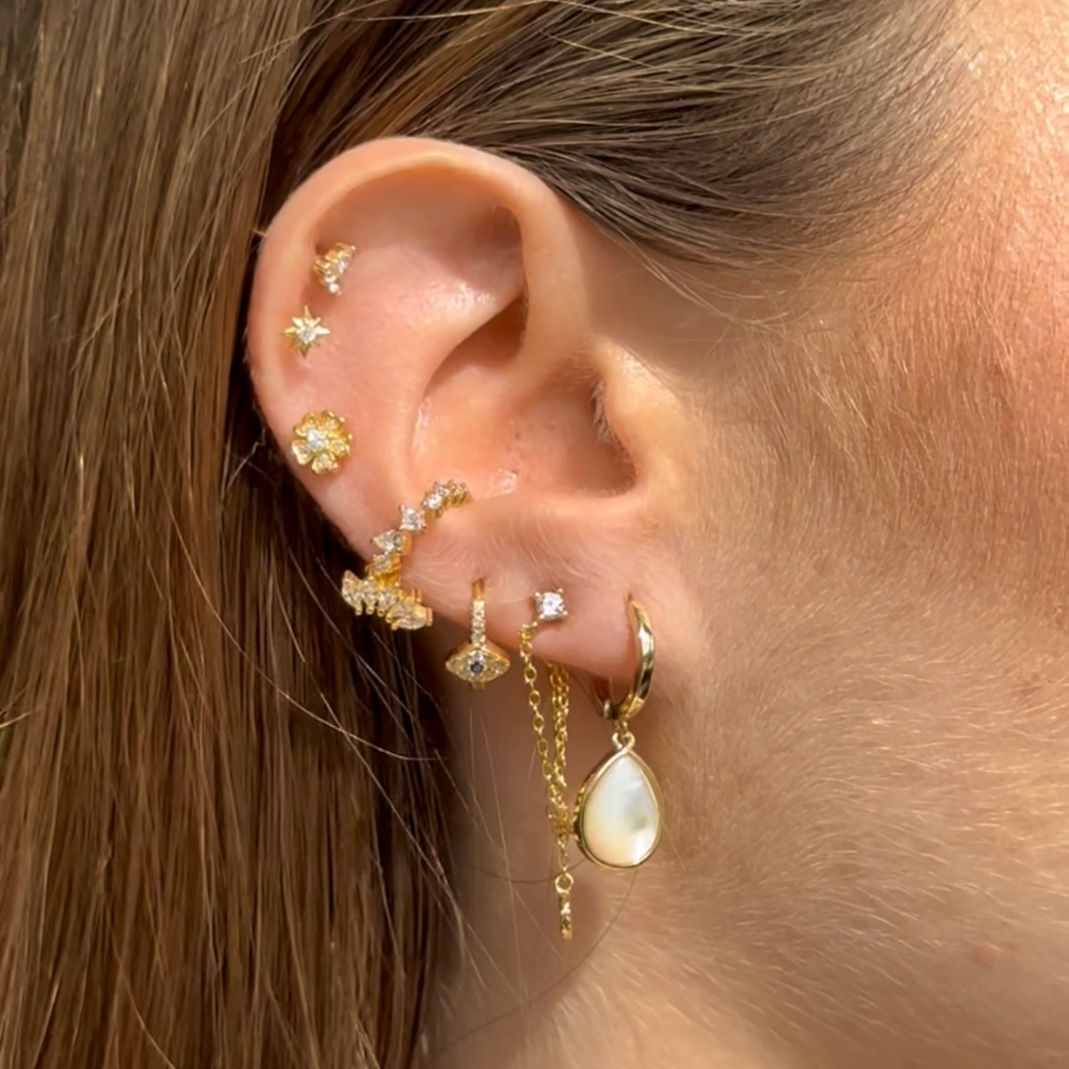 Evil Eye Sapphire Huggie Earrings
