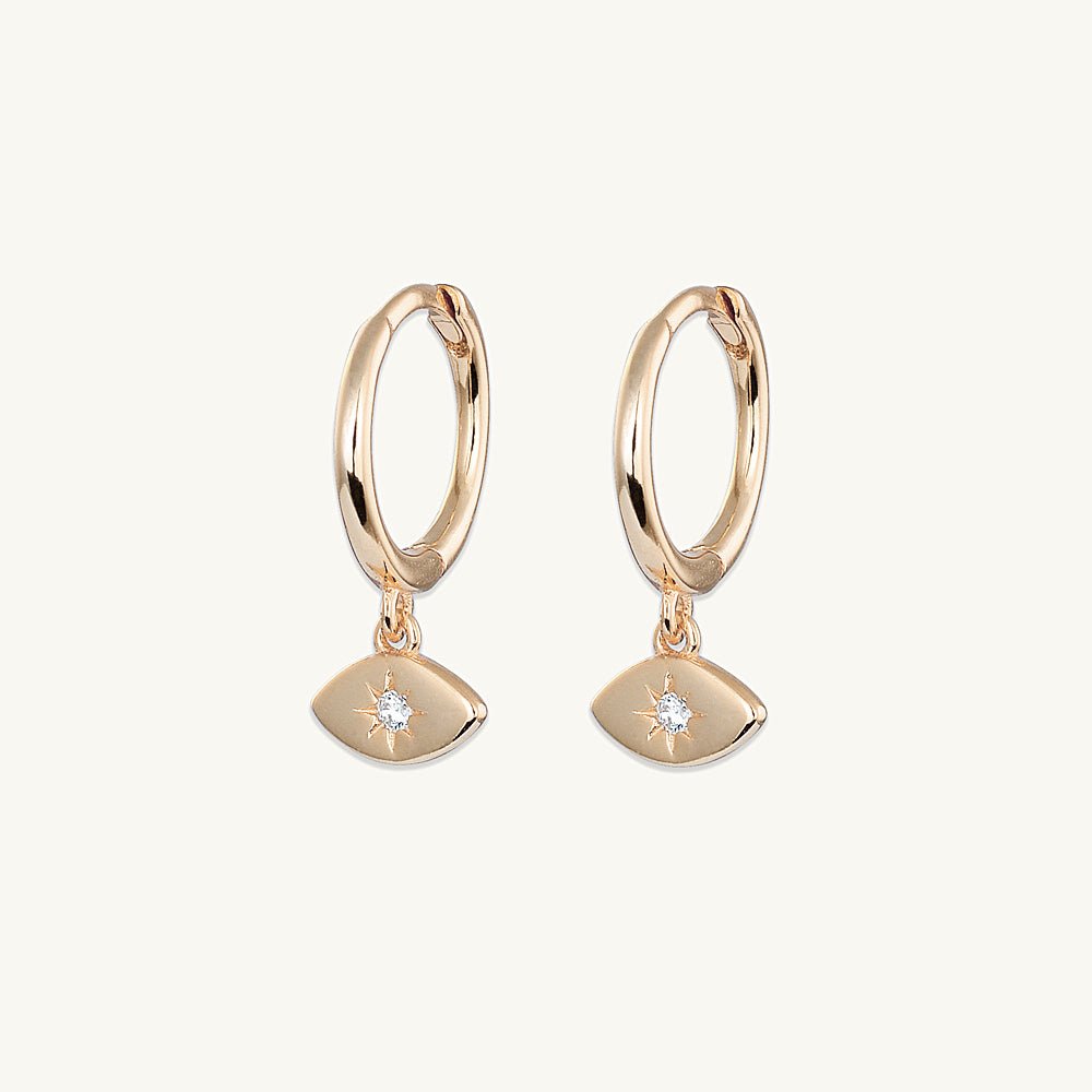 Evil Eye Sapphire Huggie Earrings