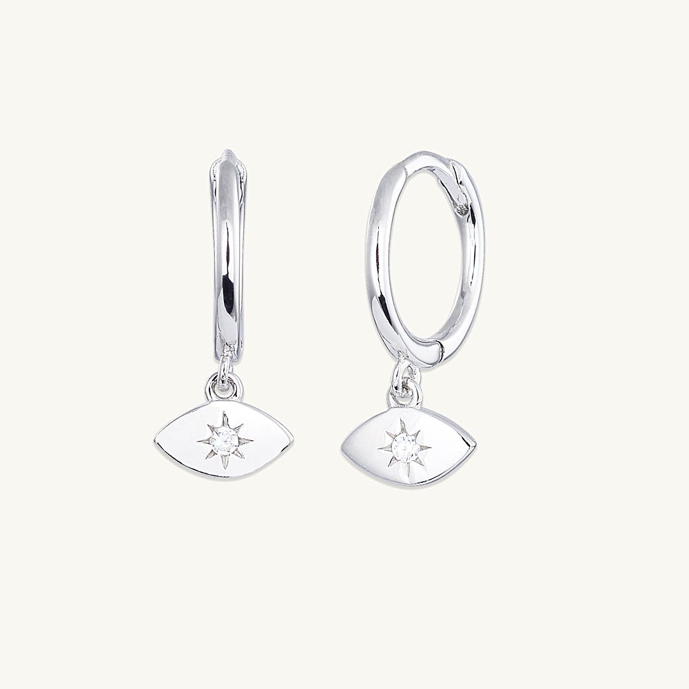 Evil Eye Sapphire Huggie Earrings