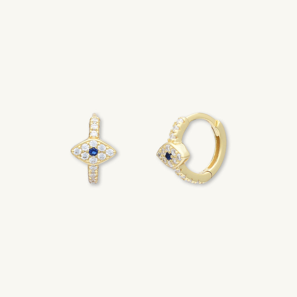 Evil Eye Sapphire Huggie Earrings