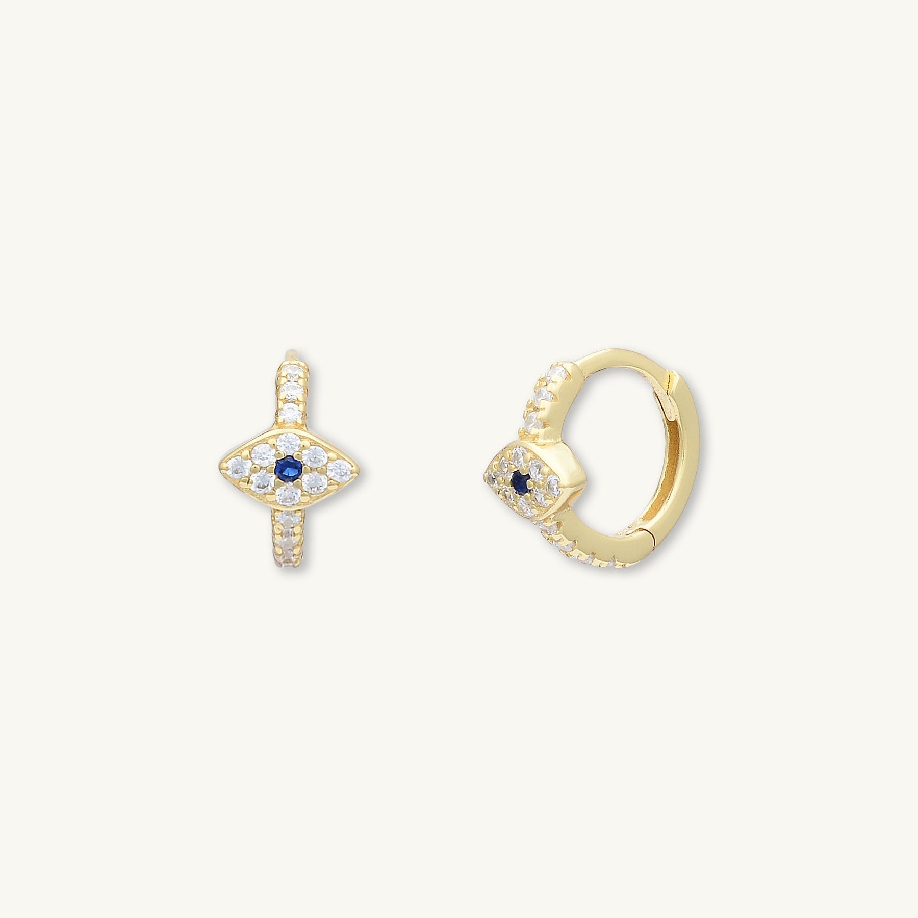 Evil Eye Sapphire Huggie Earrings