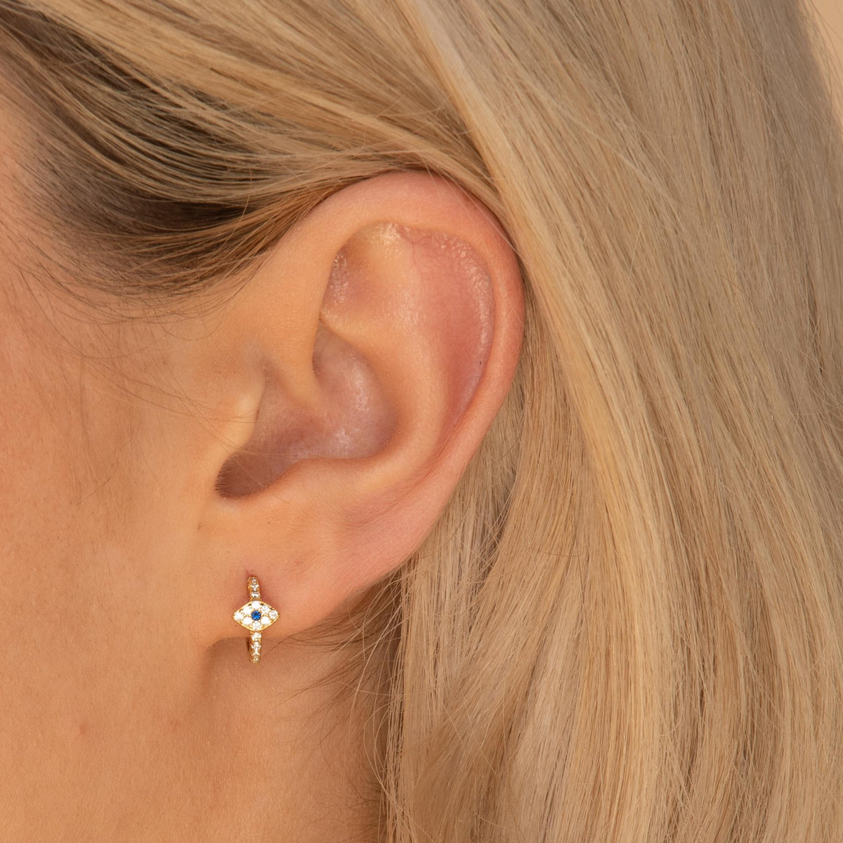 Evil Eye Sapphire Huggie Earrings
