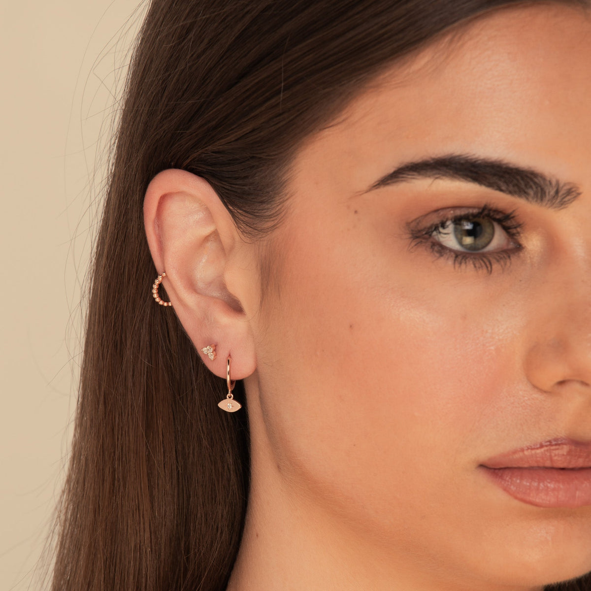 Evil Eye Sapphire Huggie Earrings