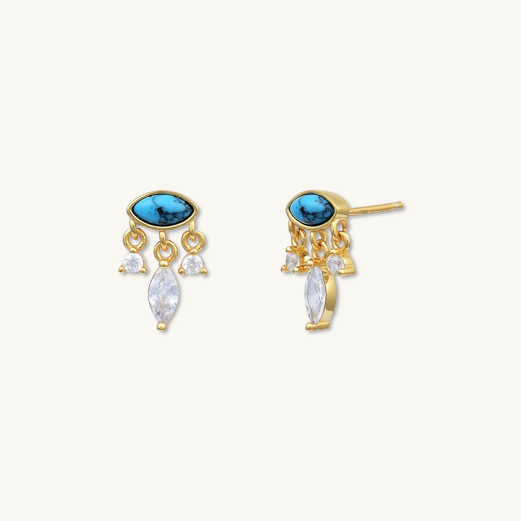 Evil Eye Turquoise Stud Earrings