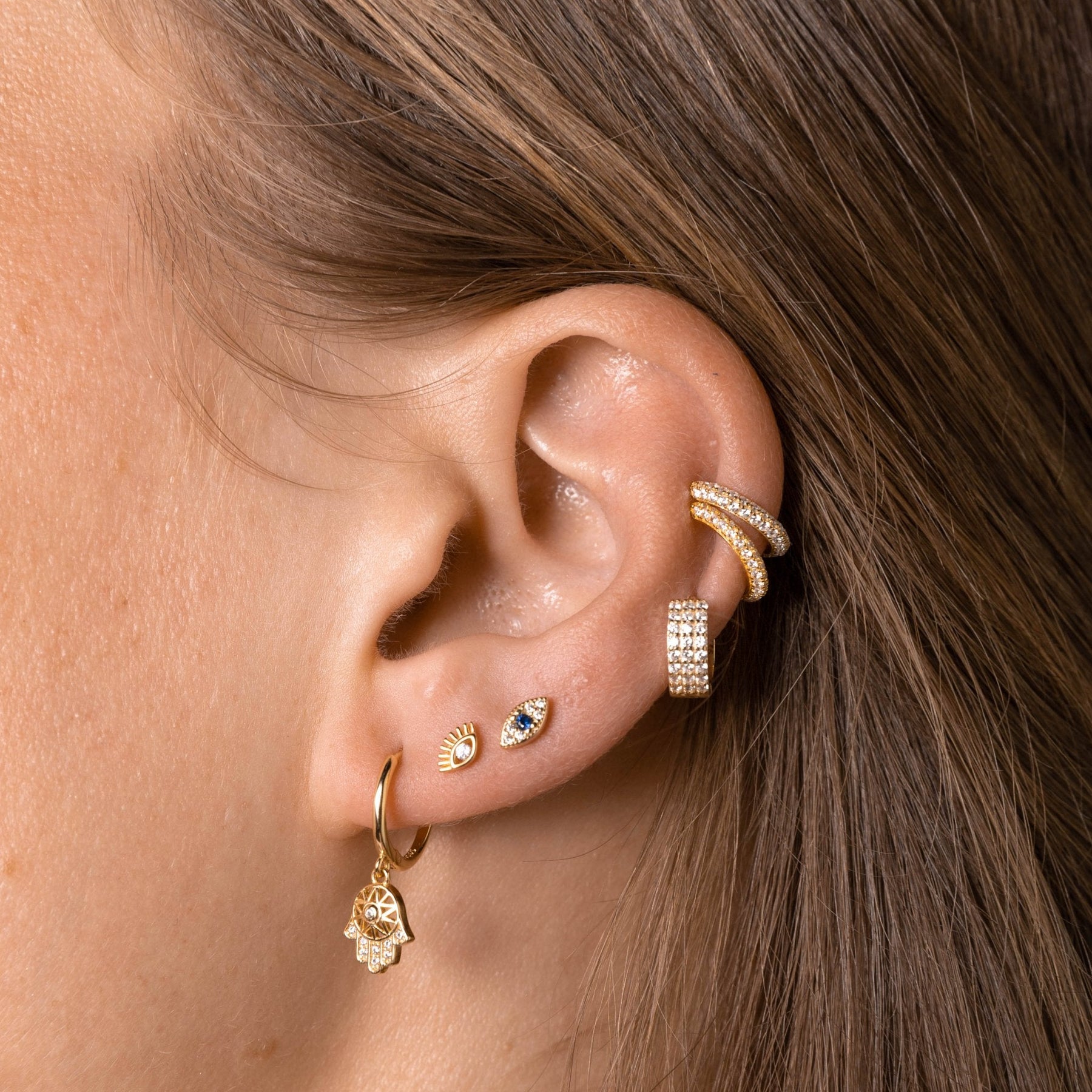 Evil Eye Zirconia Stud Earrings