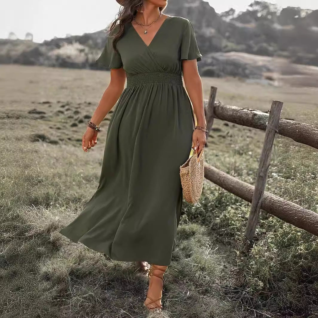 Vanessa Robe Maxi Woman – Long Black Dress with Smocked Waist & Elegant and Flowing Cut