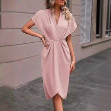 Louise Women's Dress – Trendy Dress with Batwing Sleeves, V-Neckline & Elegant Pleats