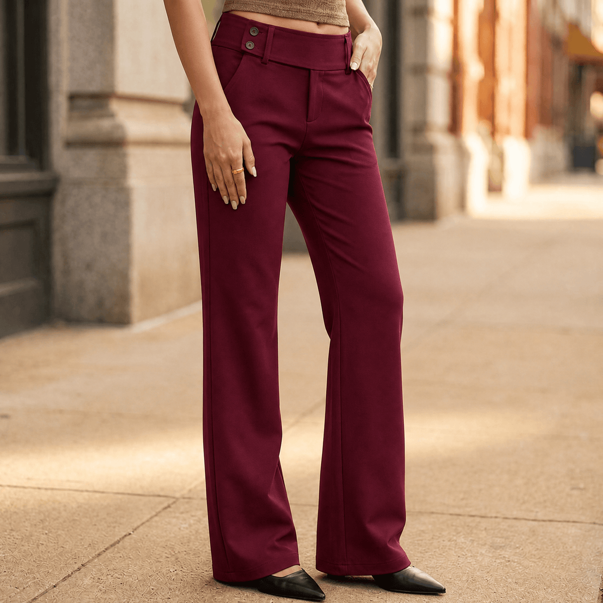 Florevia Women's Elongating Wide-Leg Flare Pants