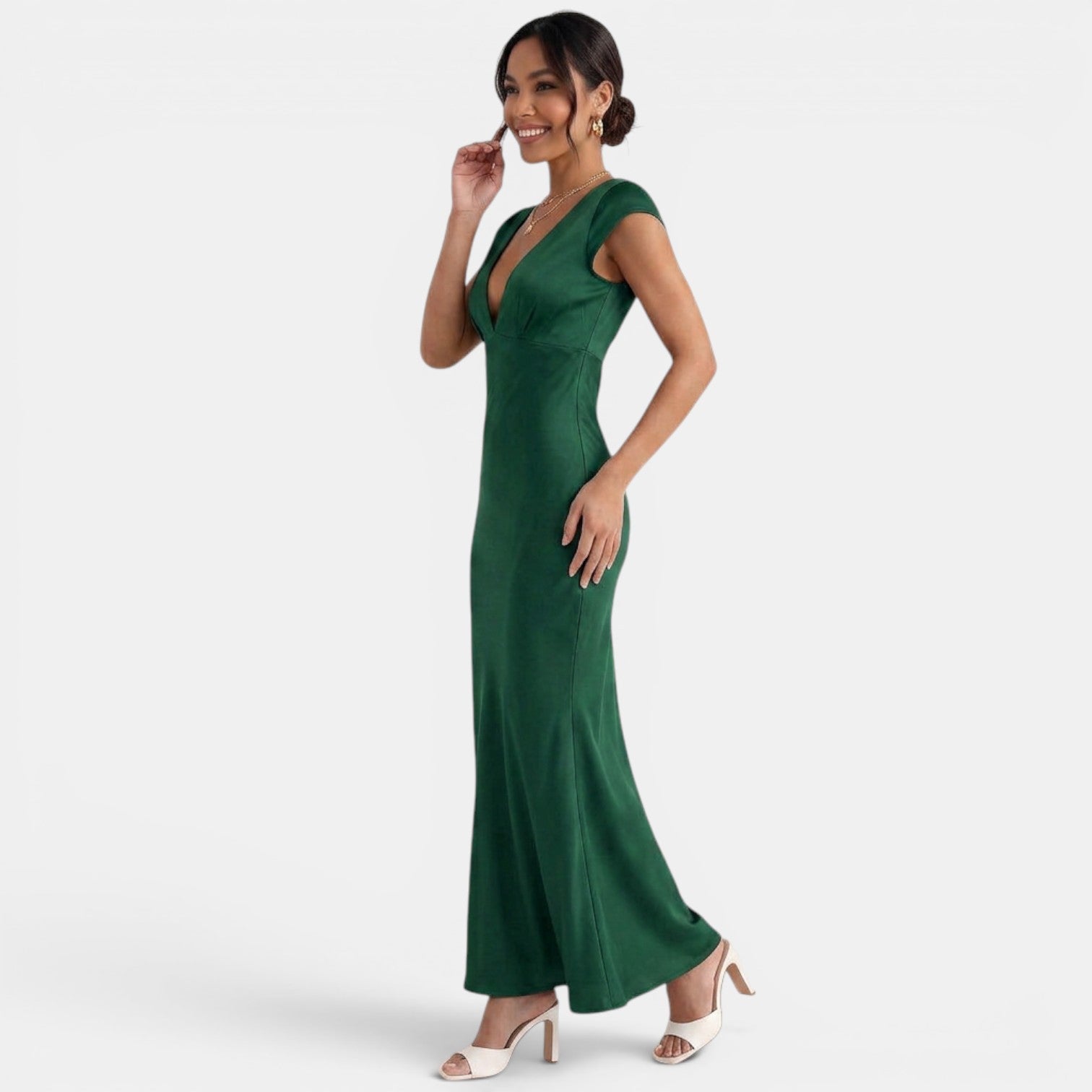 Long V-neck Guest Dress
