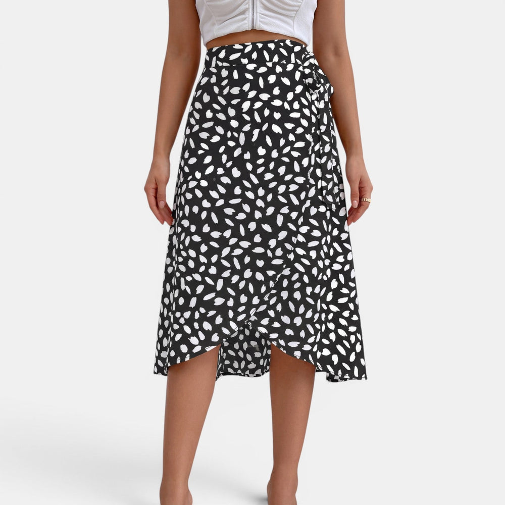 Women's Printed Wrap Skirt with Tie