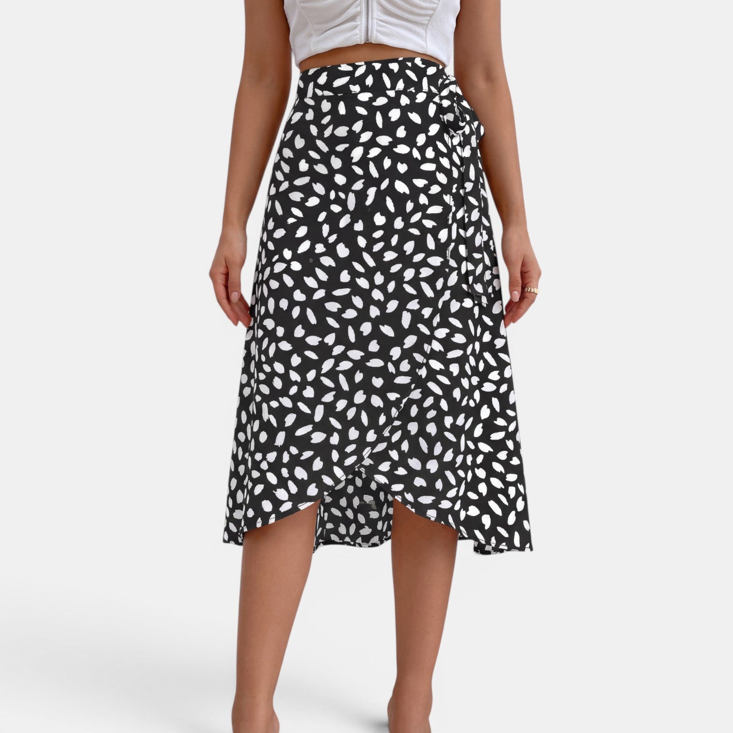 Women's Printed Wrap Skirt with Tie