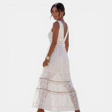 Women's Boho Lace V-Neck Maxi Dress