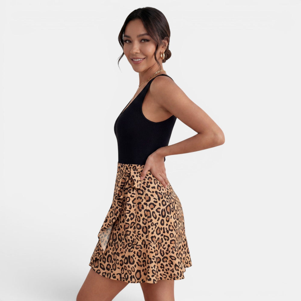 Women's High-Waisted Mini Skirt with Slit