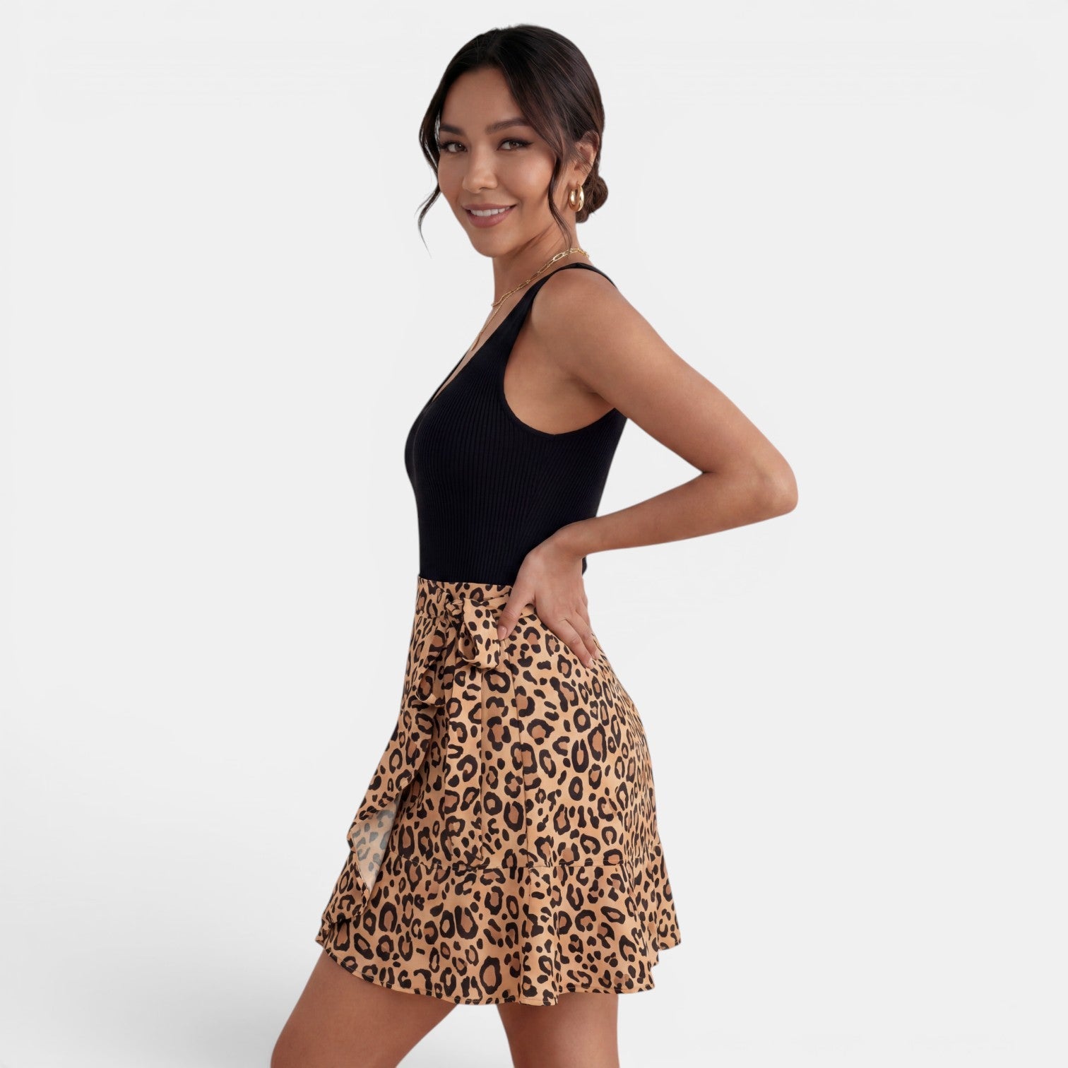 Women's High-Waisted Mini Skirt with Slit