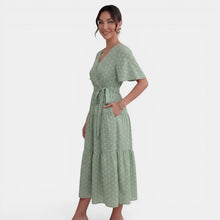 Women's V-Neck Polka Dot Midi Dress
