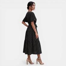 Women's V-Neck Polka Dot Midi Dress