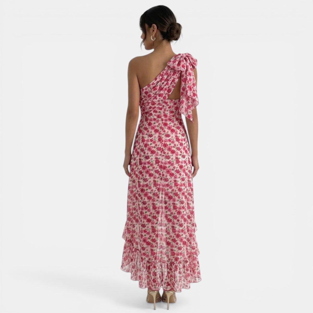 Pink Floral Midi Dress