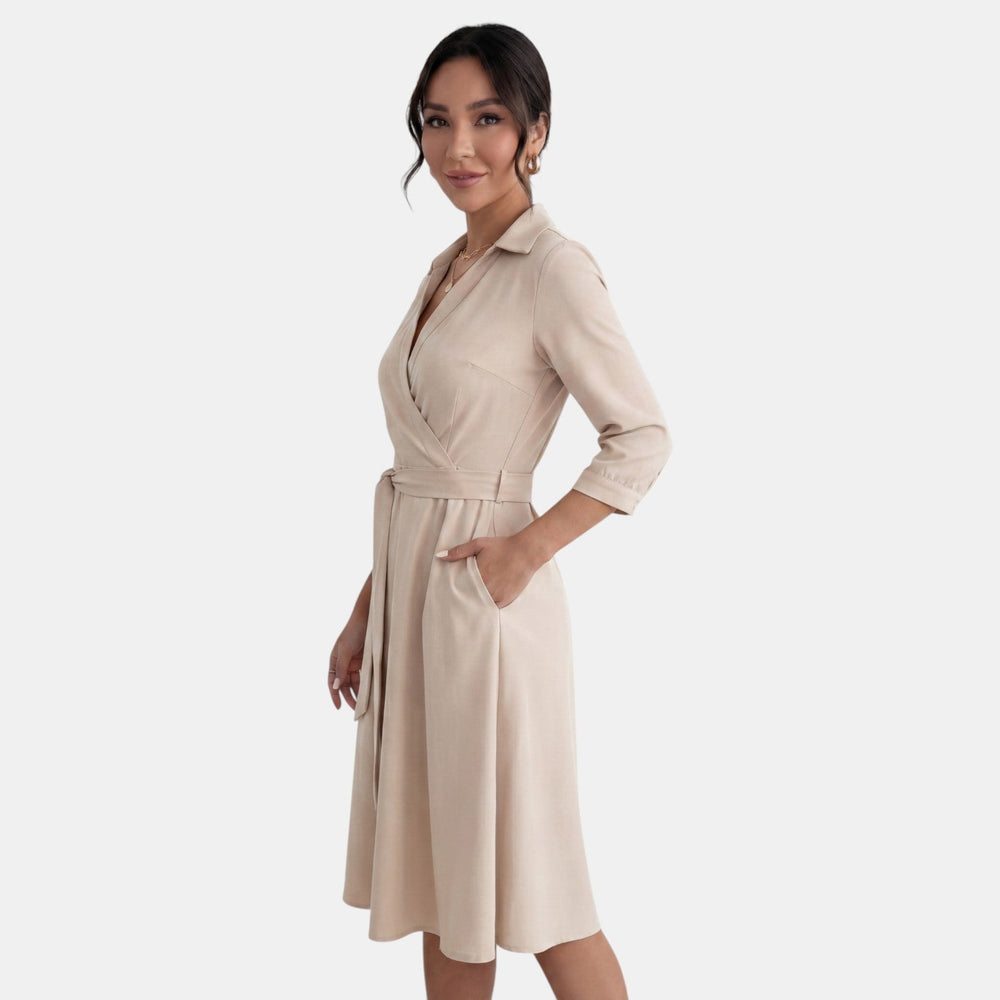 Women's Deep V-Neck Midi Dress