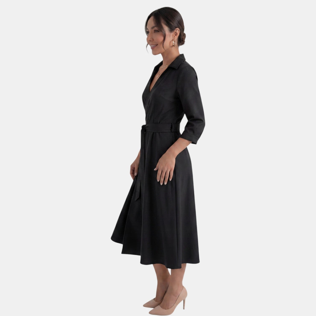 Women's Deep V-Neck Midi Dress