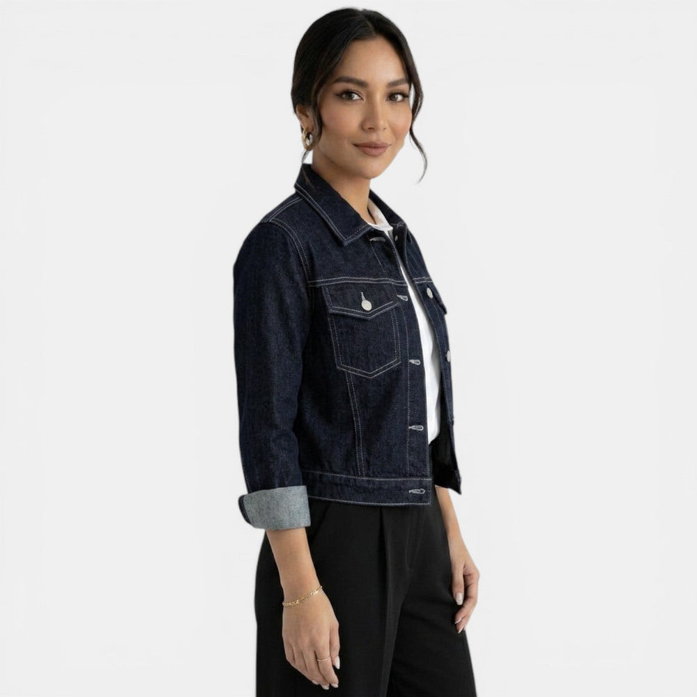 Women's Cropped Blue Denim Jacket