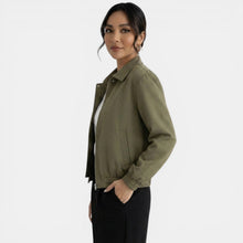 Women's Elegant Green Zipper Jacket