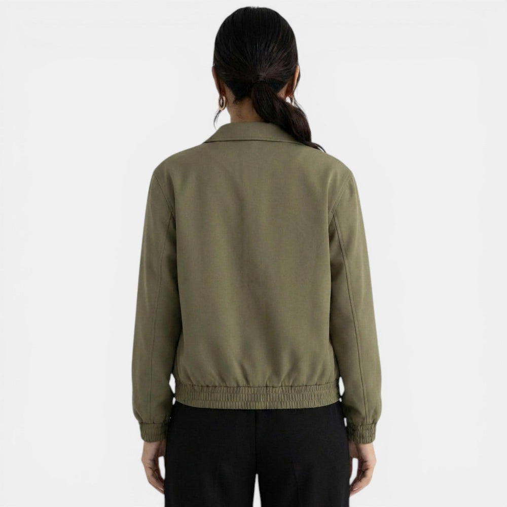 Women's Elegant Green Zipper Jacket