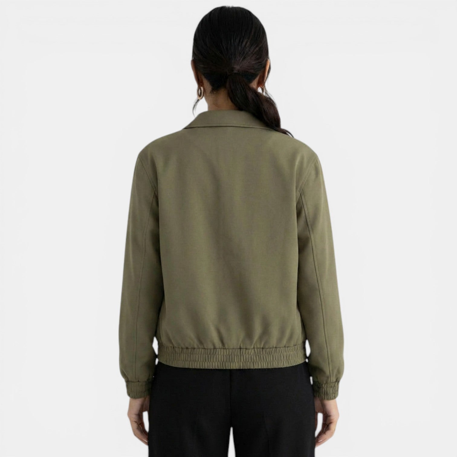 Women's Elegant Green Zipper Jacket