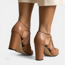 Women's Leather T-Strap Heel Sandals