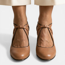 Women's Leather T-Strap Heel Sandals