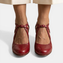 Women's Leather T-Strap Heel Sandals