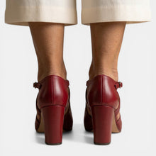 Women's Leather T-Strap Heel Sandals